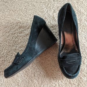 COACH green suede wedges sz 10